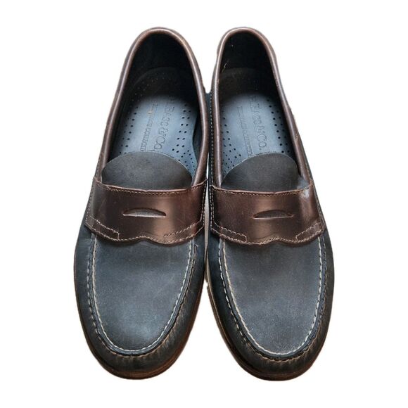 GH Bass Weejuns Logan Leather Penny Loafers Mens Sz 10 D Blue / Brown Flat Strap main image 11